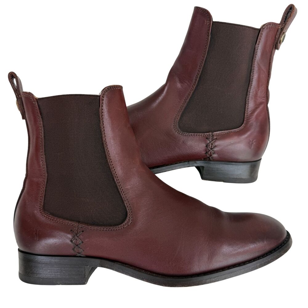 Frye Women's Melissa Chelsea Boot Size 8 B Cognac Leather Pull On Bootie